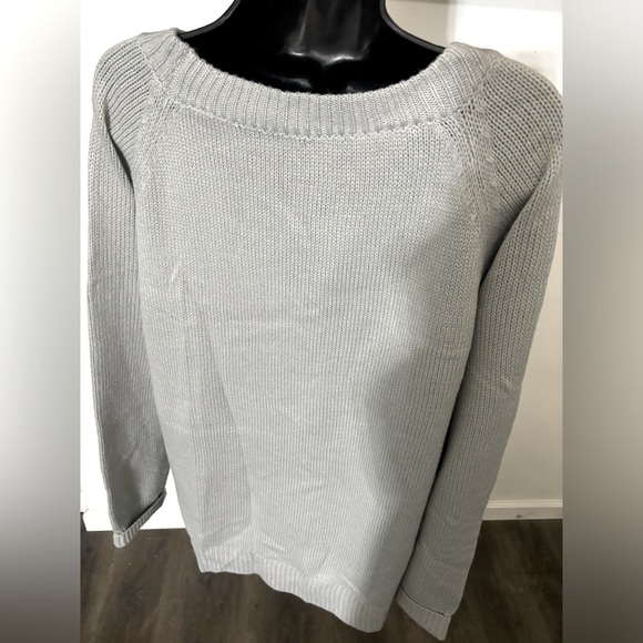 New Soft & Cozy Long Loose Light Gray & White Heart Sweater Size XL NWOT - Picture 7 of 11